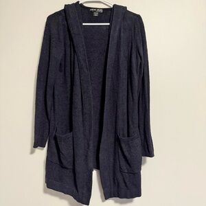 Barefoot Dreams Cozychic Lite Coastal Hooded Cardigan Black Medium